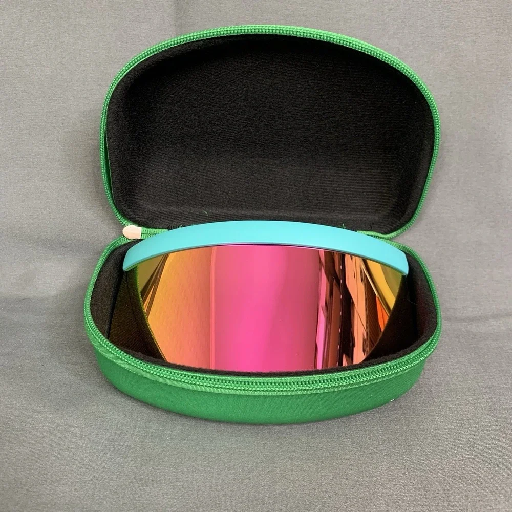 New Tipsy Elves Sorbet Sunrise Visor Glasses Pink Hard Case Mirrored One Size